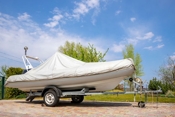 A boat on a trailer